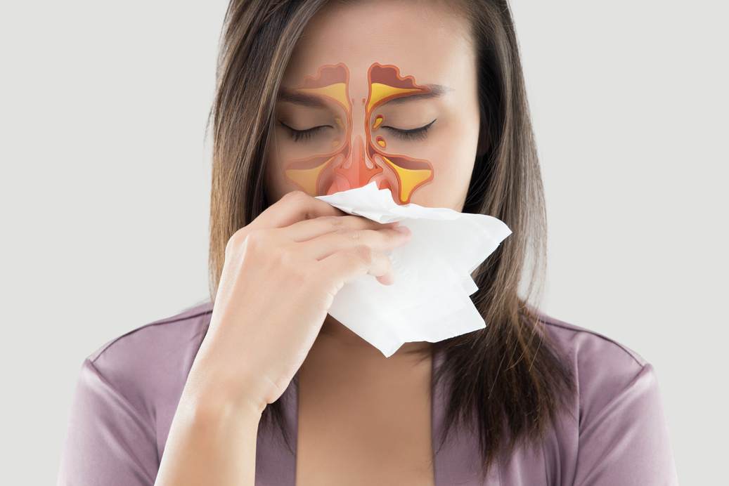 Women feeling unwell and sinus